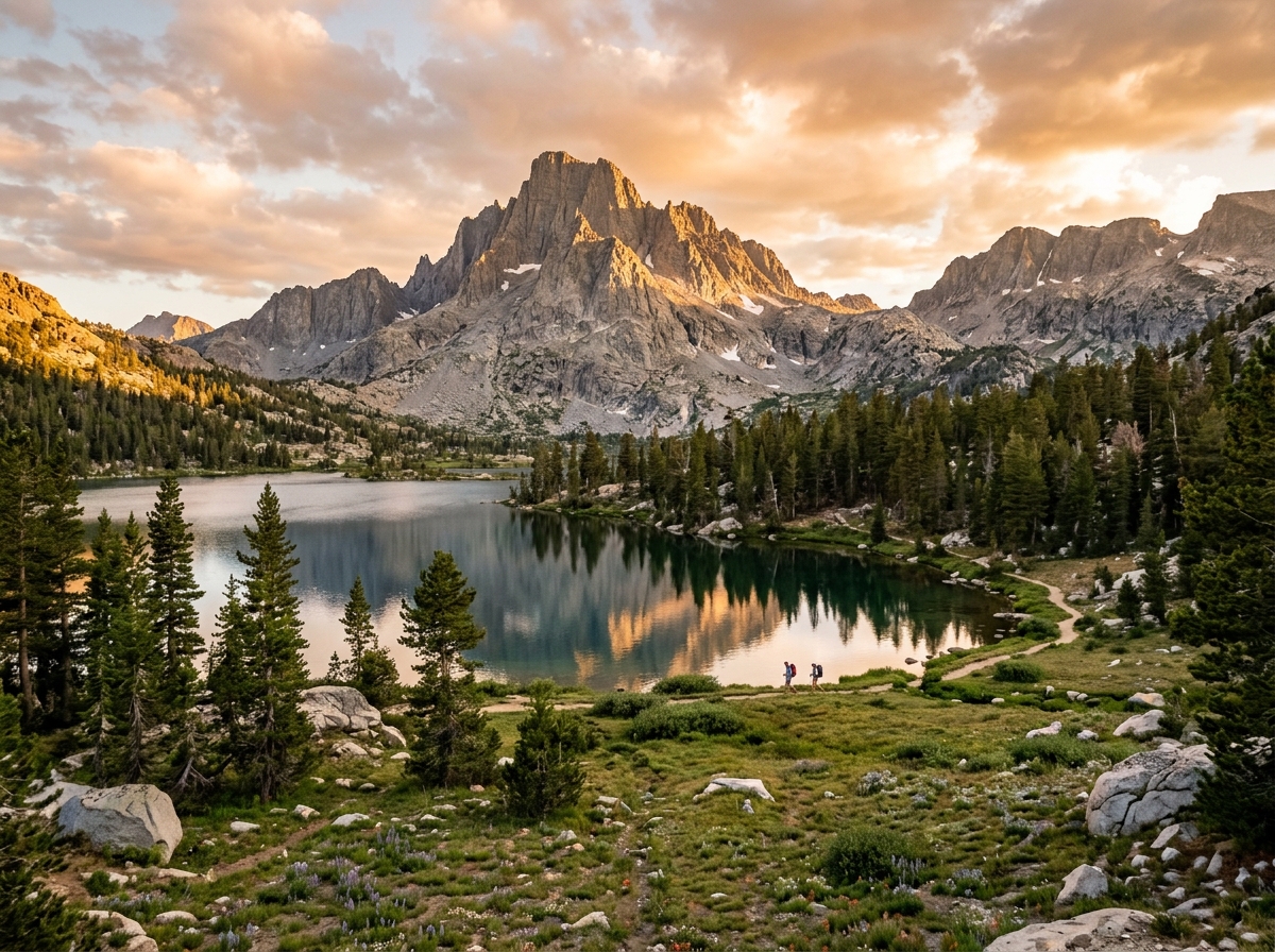Alpine lake and peaks in California High Sierra