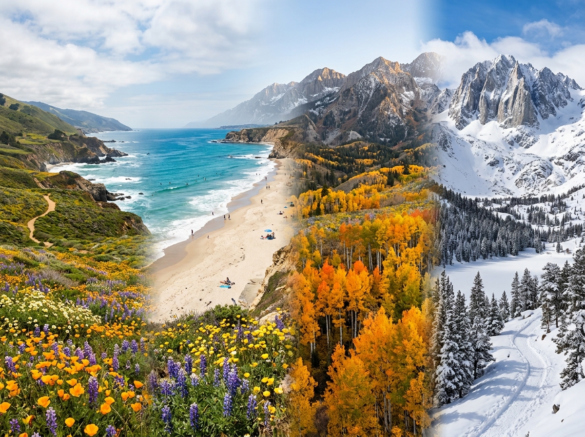California landscapes across four seasons