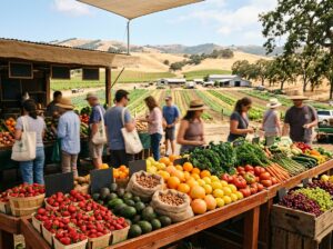 Fresh California produce at a farmers market