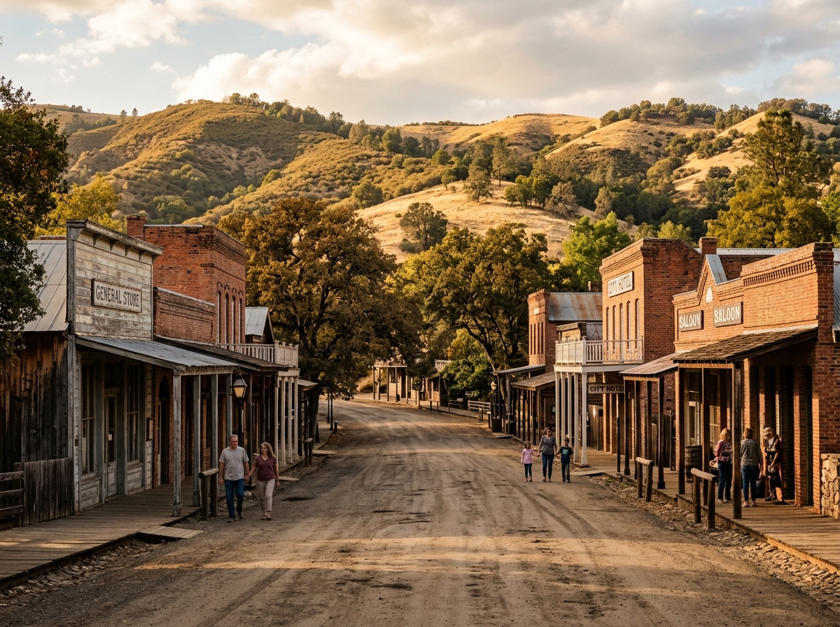 Historic California Gold Rush town in the Sierra foothills