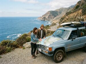 Travelers planning a California road trip