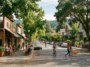 Tree-lined Northern California neighborhood