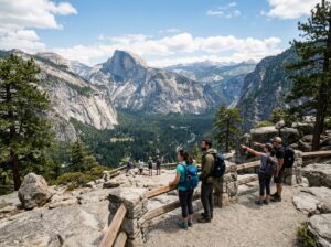 Visitors exploring a California national park
